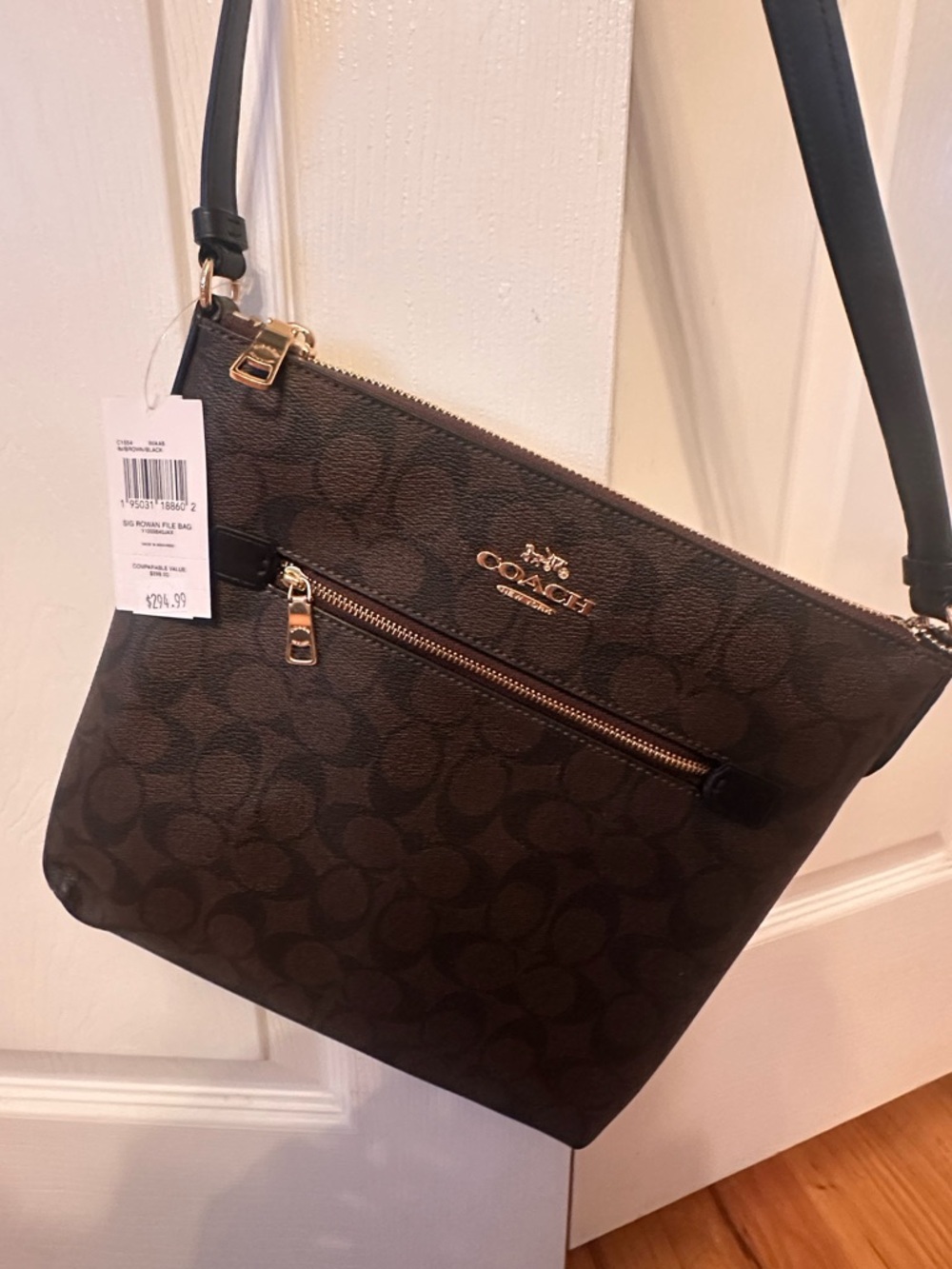 Coach Brown Signature Crossbody Bag with Gold Hardware